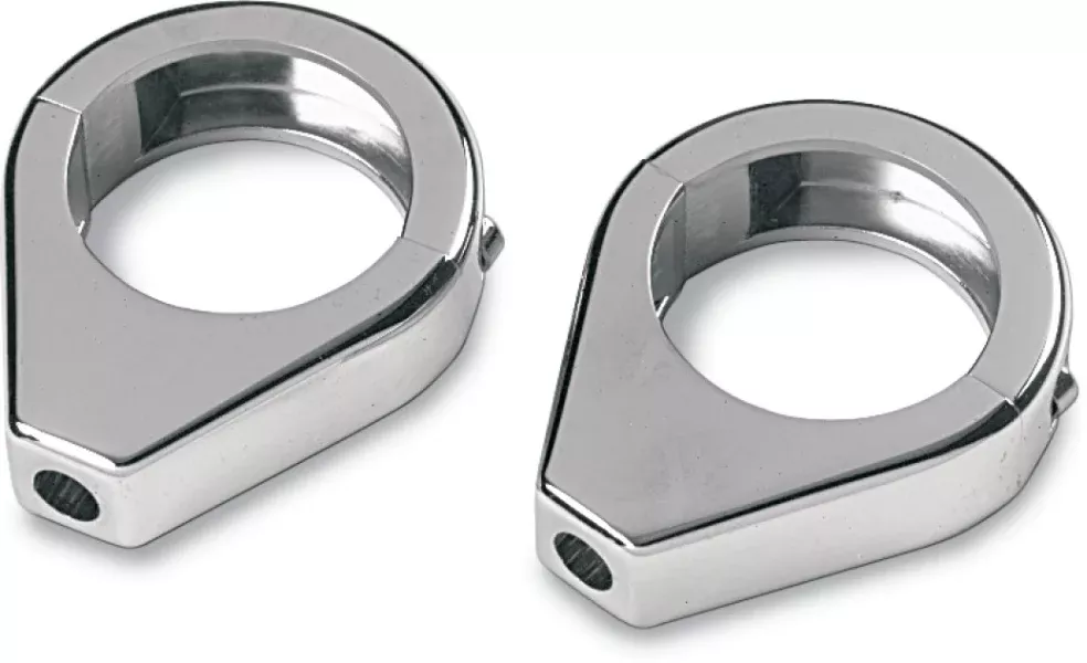 Drag Chrome 41mm Smooth Fork Turn Signal Clamp Mounts Harley & Metric Custom