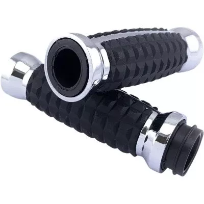 Drag Chrome Grenade Aluminum Soft Rubber 1" Hand Grips Harley Touring TBW