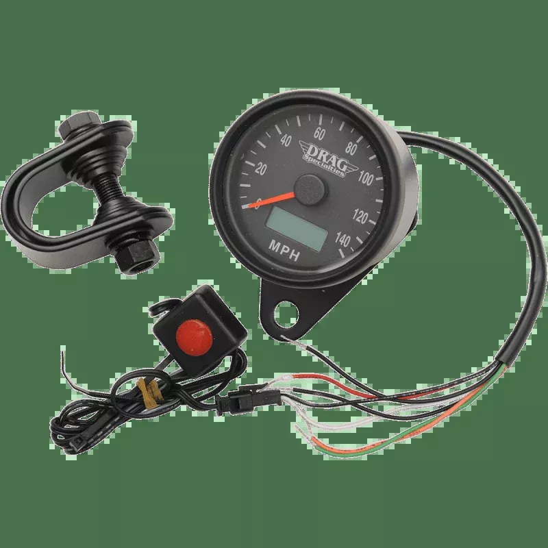 Drag Specialties 2.4" Elec Speedo With Trip/ODO BLK/Face