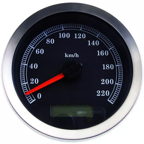 Drag Specialties 4" Programmable Electronic KM/H Speedometer for Harley - Black Face