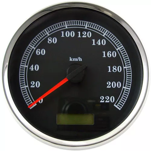 Drag Specialties 5″ Programmable Electronic KM/H Speedometer for Harley – Black Face