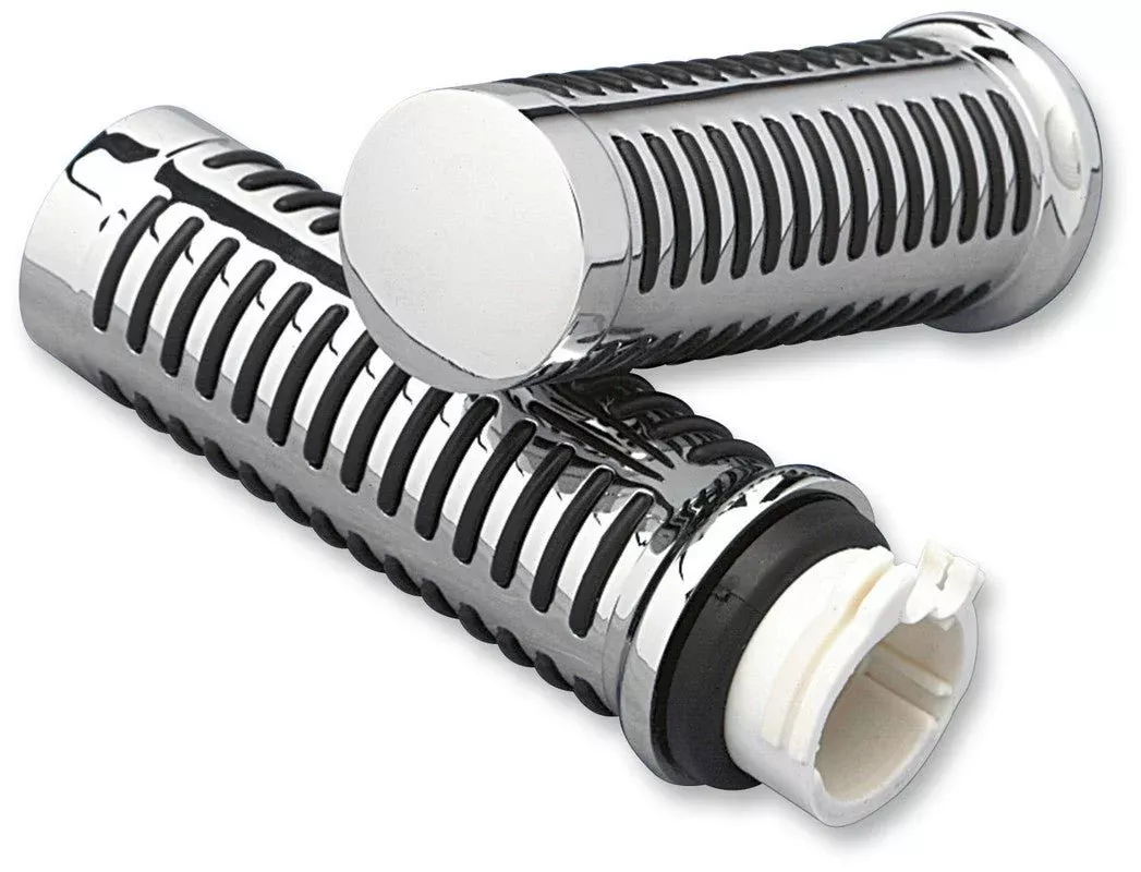 Drag Specialties Chrome O-Ring Design Grips 73-Up (PR)