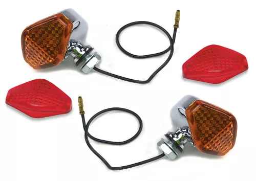 Drag Specialties Diamond Chrome Marker Lights w/extra Red Lenses (DS-280005)