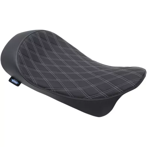 Drag Specialties Low-Profile Solo Seat for 2008-2023 Harley Touring - Double Diamond Silver