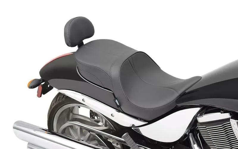 Drag Specialties Low Profile Touring Seat w/ Built In Passenger Backrestfor Hammer ’05-Up-Mild Stitch