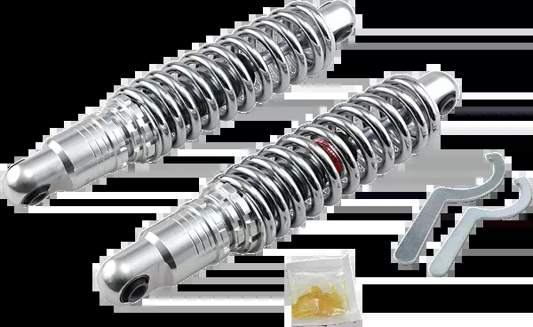 Drag Specialties Shocks Premium Ride-Height Adjustable Shocks – 13″ – Heavy Duty – Chrome