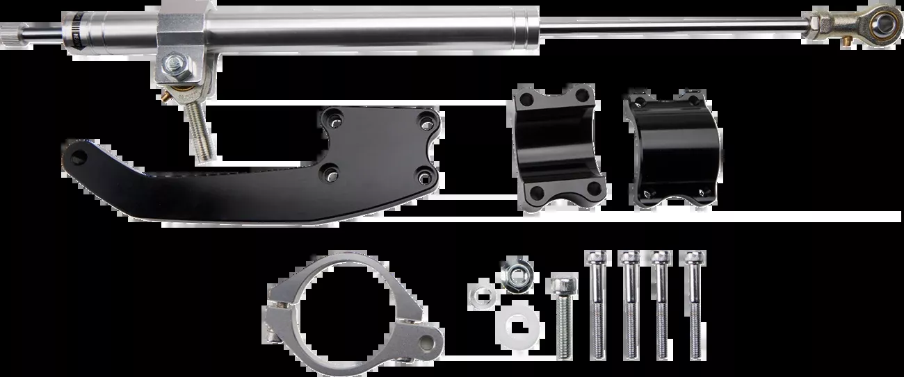 Drag Specialties Silver Front Steering Damper Kit For 2017-2024 Harley Touring