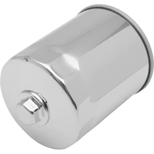 Drag Specialties Spin-On Oil Filter with Nut for Harley Evo and Sportster - Chrome