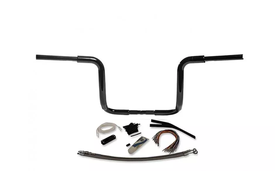 FBI Fat Baggers 1-1/2 Black 16" EZ Install Rounded Top Handlelbar Cable PKG FLH 08-13