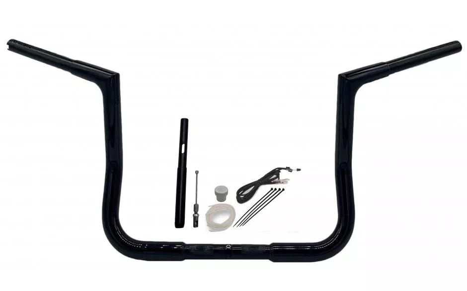 FBI Fat Baggers Black 12" EZ Install Flat Top Handlebar Pckg Harley FLH 21-22