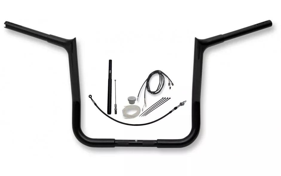 FBI Fat Baggers Black 14" EZ Install Pointed Handlebar Pckg Harley FLH 21-22