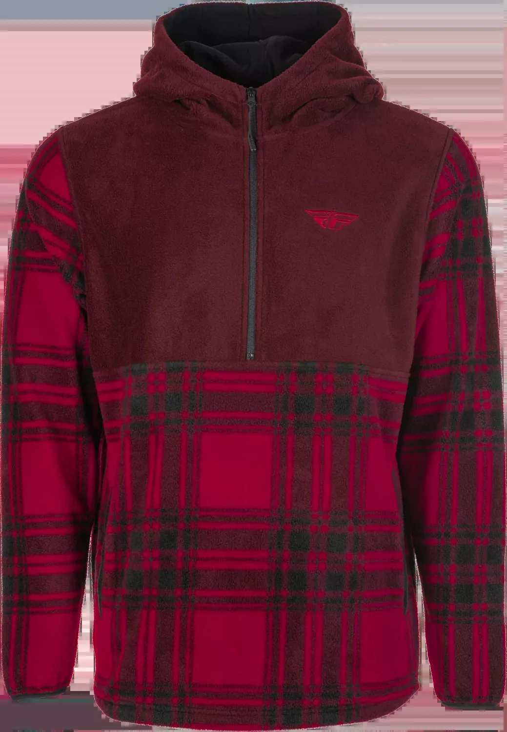 Fly Racing Fly Half Zip Pullover Hoodie Red Plaid 2x 354-00222X