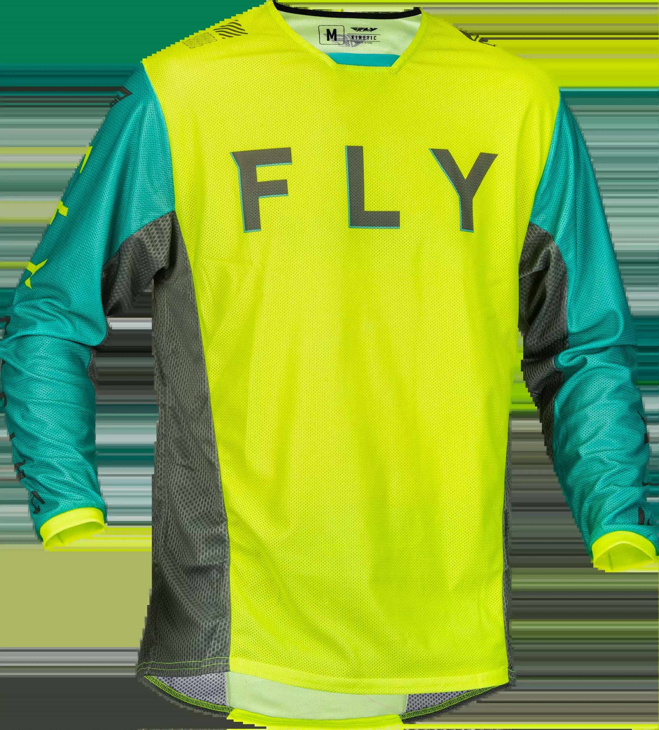 Fly Racing Kinetic Mesh Kore Jersey Hi-Vis/Teal/Grey Lg 377-316L