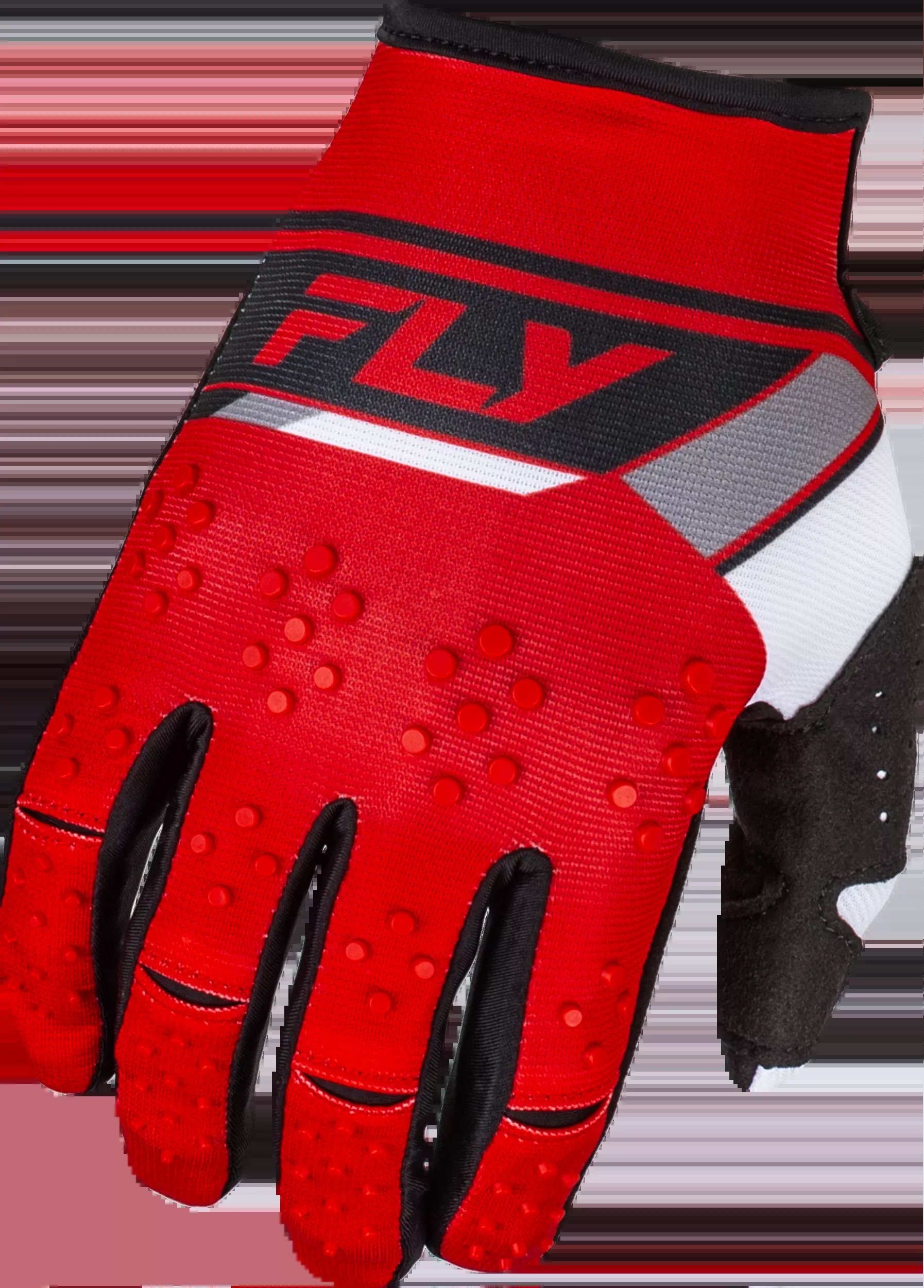 Fly Racing Kinetic Prix Gloves Red/Grey/White Lg 377-412L
