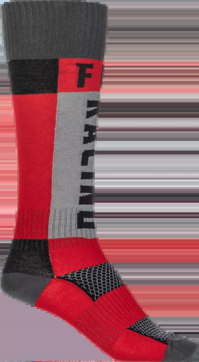 Fly Racing Mx Socks Thick Red/Grey Sm/Md 350-0550S