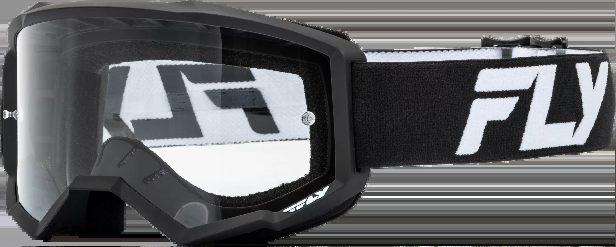 Fly Racing Youth Focus Goggle Black/White W/ Clear Lens 37-51152Y