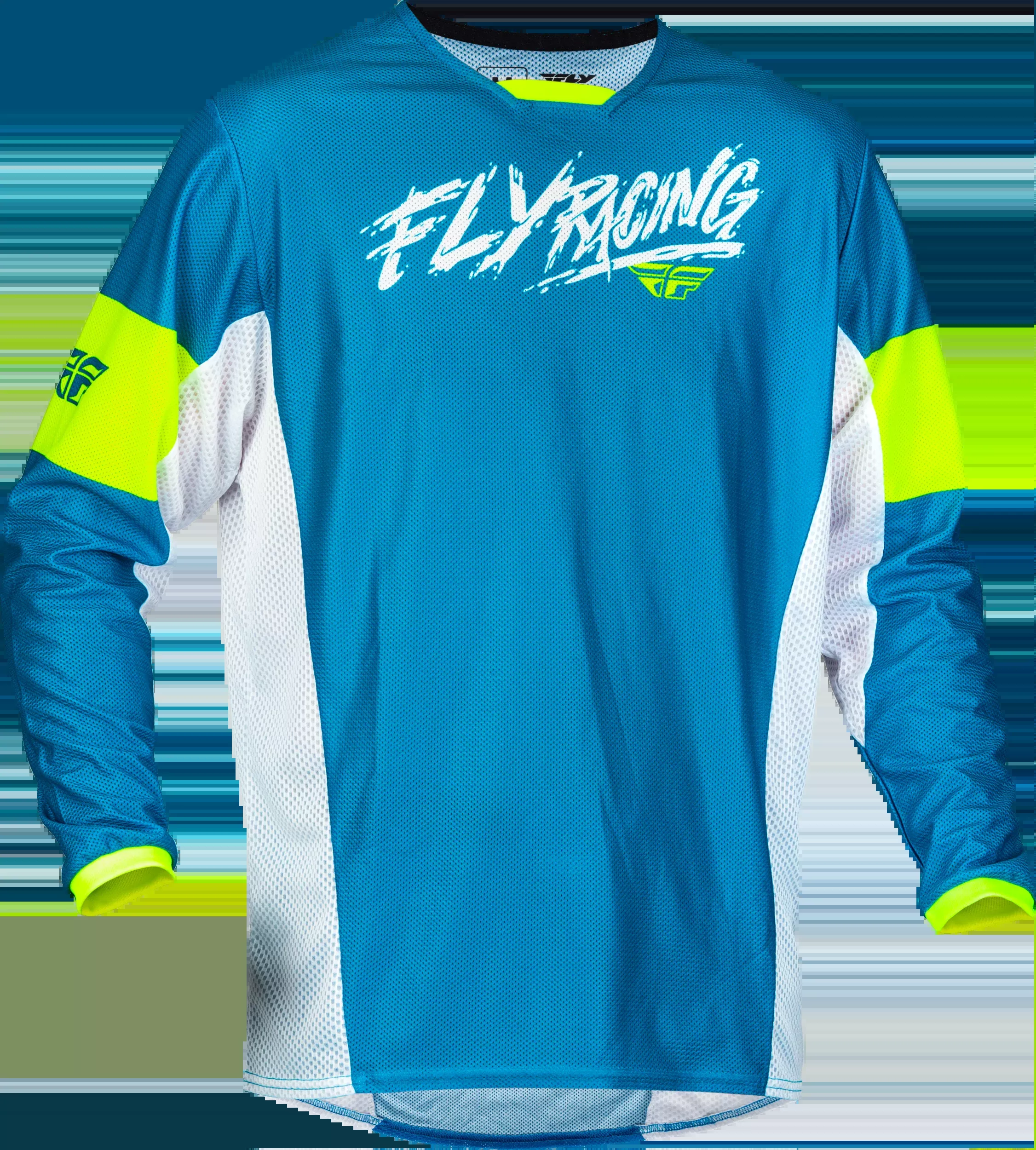 Fly Racing Yth Kinetic Mesh Khaos Jersey Blue/White/Hi-Vis Yx 377-332YX