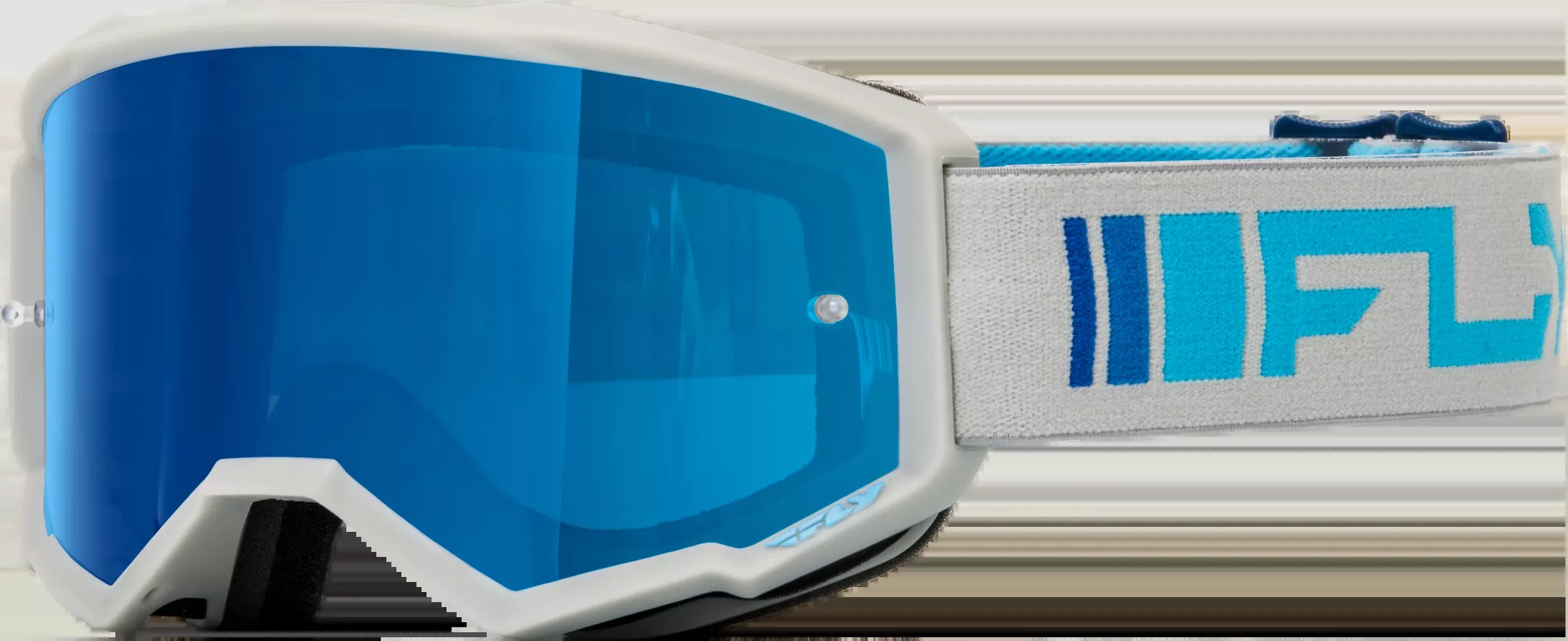 Fly Racing Zone Goggle Silver/Blue W/ Dark Blue Mirror/Smoke Lens 37-51523