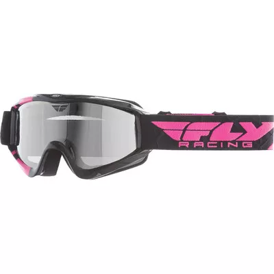 Fly Racing Zone Pro Snow Goggle Pink W/Chrome Smoke Dual Lens