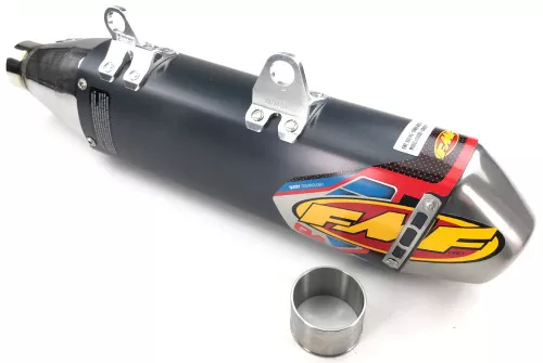 FMF Q4 Hex Spark Arrestor Slip-On Exhaust Muffler - Aluminum/Stainless (045590)