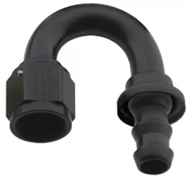 Fragola Hose Fitting #16 180 Deg Push Lock Black 218016-BL