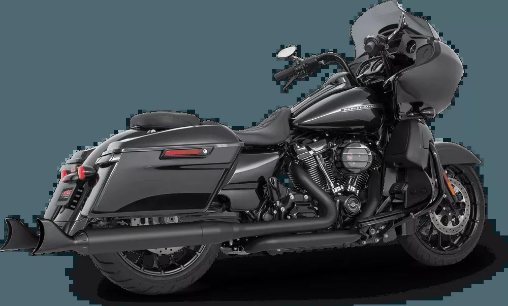 Freedom Performance 4 inch Sharktail Slip On Mufflers for '17-Up Harley Davidson FL Models - Black