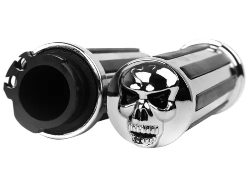 G2 Ergonomics Rail Quick-Turn Grips - Skull End Cap - Chrome/Black (17-0531SK-Q)