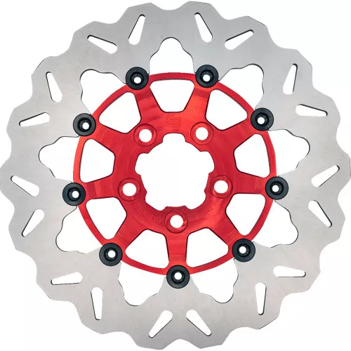 GBrakes Rear Wave Brake Rotor for 2008-2024 Harley Touring - Red