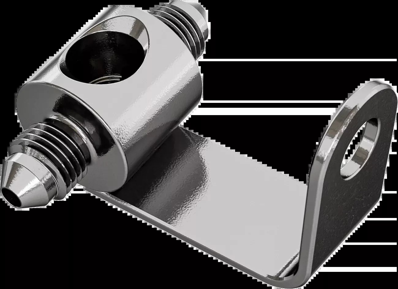 Goodridge 1/8" NPT Rear Brake Junction Block Switch Mount Bracket for Harley
