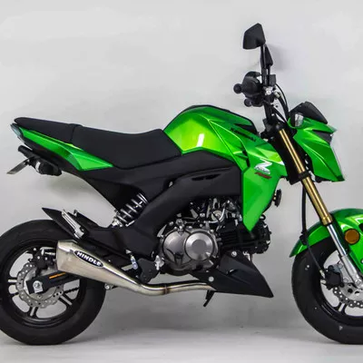 Hindle Evo Megaphone Polished Exhaust Kawasaki Z125 Pro 17-26