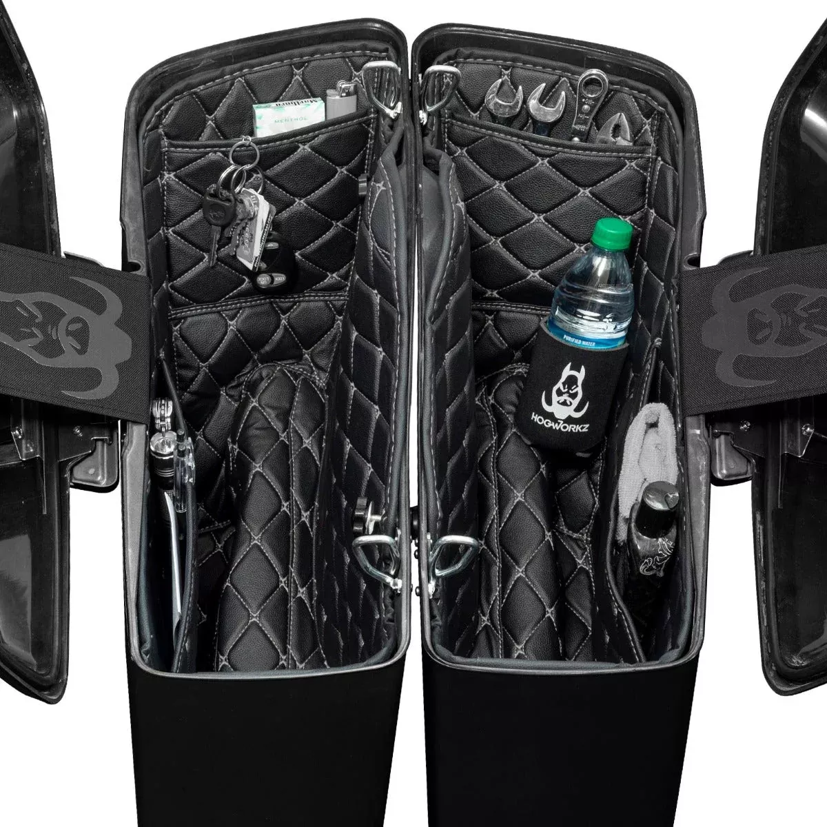 Hogworkz Aftermarket Stretched Saddlebag Liners 14-24 Black w/ Silver Stitching