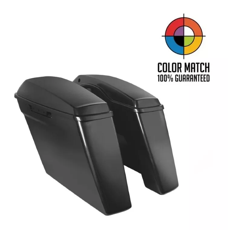 HogWorkz OE Color Matched 4″ Stretched Dual Blocked Saddlebags For Harley Touring 2014-2025