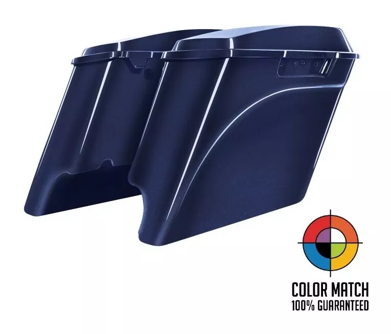 HogWorkz OE Color Matched 4" Stretched Dual Cut Saddlebags For Harley Touring 1994-2013