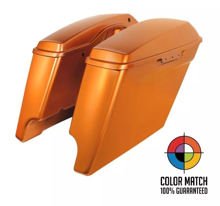 HogWorkz OE Color Matched 4″ Stretched Dual Cut Saddlebags For Harley Touring 2014-2025