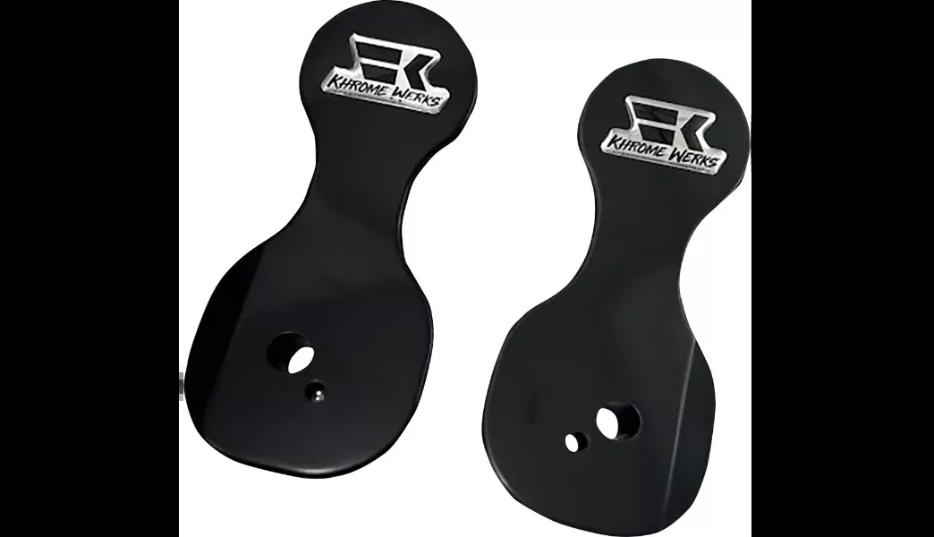 Khrome Werks Black Fairing Mirror Drop Brackets for Harley FLH Batwing 14-22