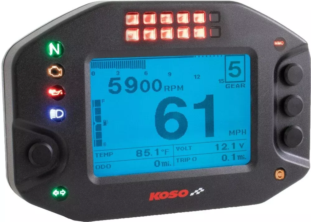 Koso RS-2 Multifunction Meter & Data Recorder w/ Shift Lights Universal 12v BA073000