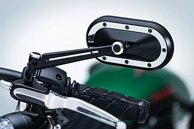 Kuryakyn 1766 Heavy Industry Rear View Side Mirrors Satin Black Chrome, Pair