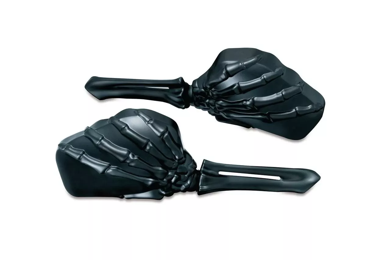 Kuryakyn Skeleton Hand Mirrors - Black Stem with Black Head (Pair)