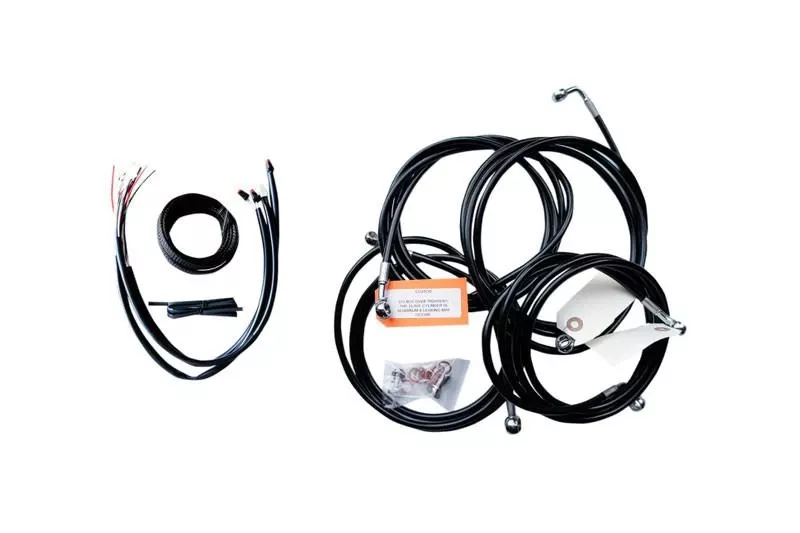 L.A. Choppers Complete Handlebar Cable/Brake Line Kit For 2016 FLHT, FLHX with ABS For use with 12-inch to 14-inch Ape HangersBlack Vinyl/Stainless Steel Braided (Does Not Include Electronic Throttle Control Extension)