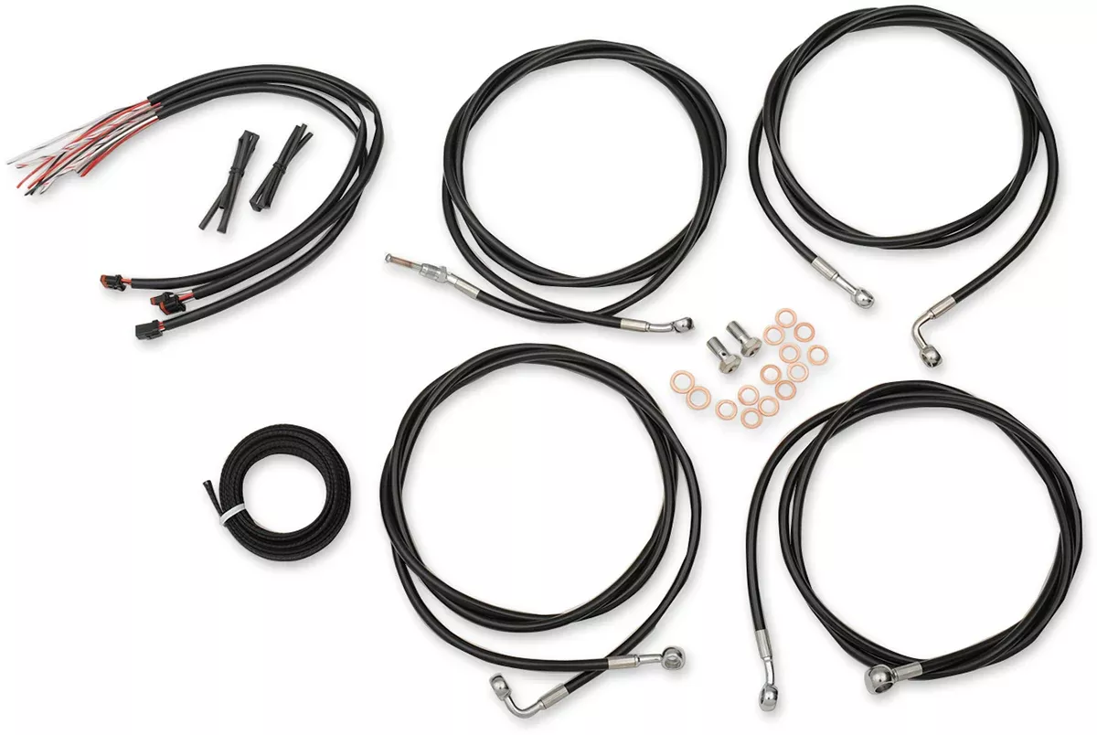 LA Choppers ABS Black 18-20" Ape Hanger Handlebar Cable Kit 2017-20 Harley FL