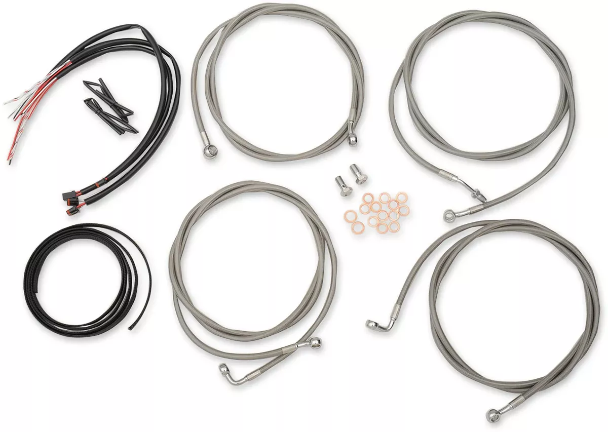La Choppers ABS Braided 18"-20" Ape Hanger Handlebar Cable Kit 17-20 Harley FLHX