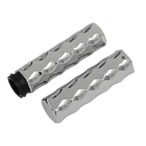 LA Choppers Chrome Billet Hex Grips for Harley Throttle-by-Wire