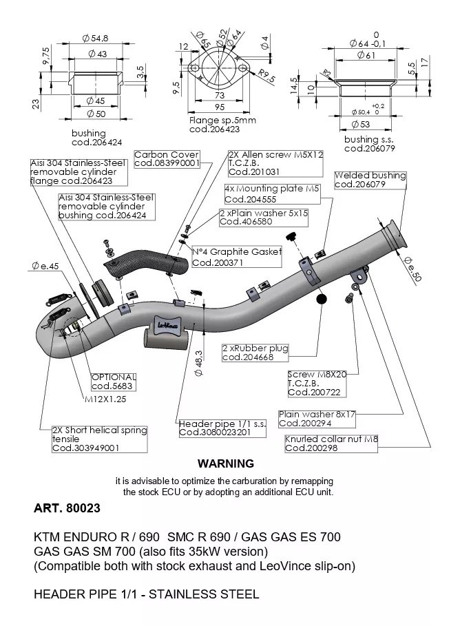 LeoVince Exhaust Header Gas Gas / KTM 2019-2024