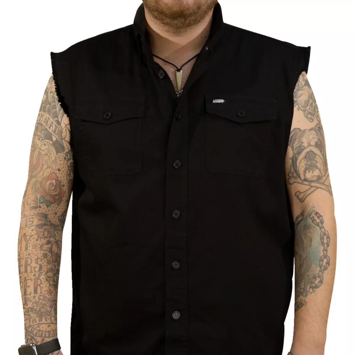 LETHAL THREAT 3040-3371 CO60195M Freedom Ain't Free Printed Sleeveless Button Down Shirt black - medium