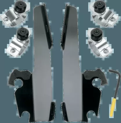 MemphisShadesBatwing Windshield Mounting Kit for FXD '91-05 & XL1200C '96-10FAIRING AND WINDSHIELD NOT INCLUDED -Polished