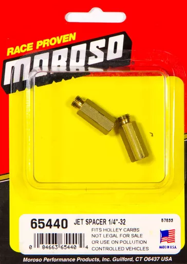 Moroso brass jet extensions for Holley carburetors 1/4-32 thread 2 per pack 65440