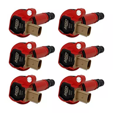 MSD 82576 Ignition Coils Red 6-Pack with 3-Pin Connector