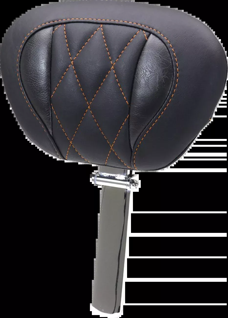 Mustang Deluxe Driver Backrest - Diamond - Mandarin Orange Stitching - FLT/FLH '23-'25 - 89460MO