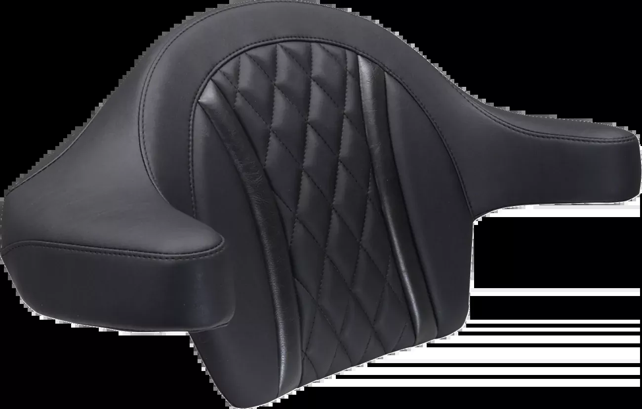 Mustang Deluxe Extended Arm Wrap-around Backrest - Diamond - Black Stitch - FLT/FLH '23-'25 - 88430