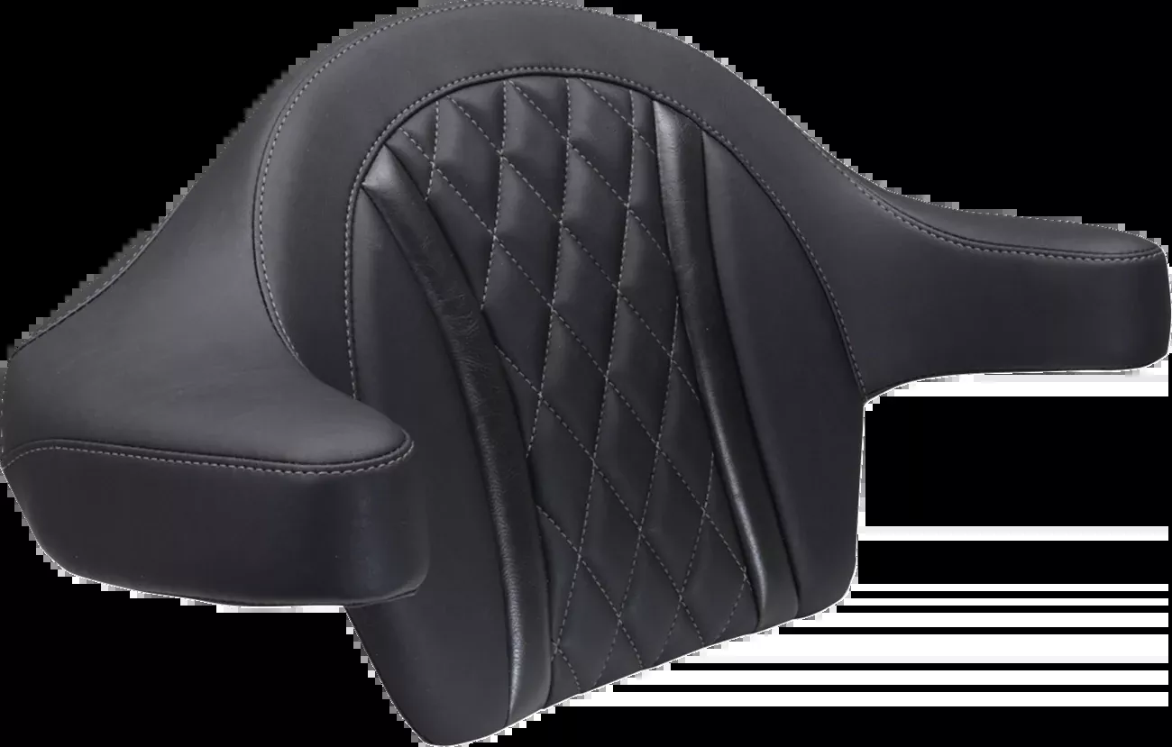 Mustang Deluxe Extended Arm Wrap-around Backrest - Diamond - Gunmetal Stitch - FLT/FLH '23-'25 - 88430GM